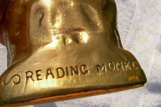 old bronzed cold painted bookends signed reading monk 7