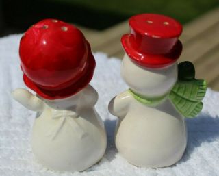 Vintage Christmas Snow Man and Woman Salt and Pepper Shakers - Japan 3