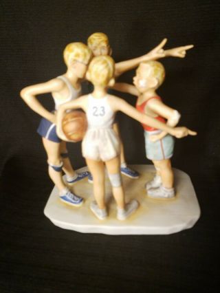 Gorham Oh Yeah Norman Rockwell’s Basketball Figurine Porcelain Four Boys