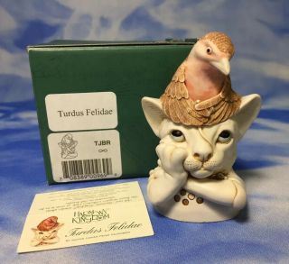 Infinity Harmony Kingdom " Turdus Felidae " Cat & Bird Box Figurine Tjbr,  Box Euc