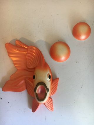 Vintage Miller Studio Chalkware Gold Fish With Bubbles Wall Hanging Art 1970
