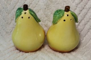 Vintage Anthropomorphic Open Mouth Pears Salt and Pepper Shakers - Japan 3