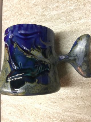 Whale Tail Coffee Mug Cup Ocean Drip Glazed Blue Stoneware Doug Wylie Manatee