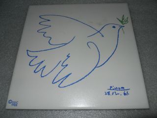 Pablo Picasso Dove Of Peace Lithograph Ceramic Tile Ddc 1988