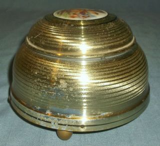 Vintage Brass Colored Aluminum Musical Powder Box Bible Times Scene 4
