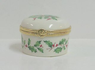 Lenox Christmas Trinket Decorated With Holly & Berries Mib