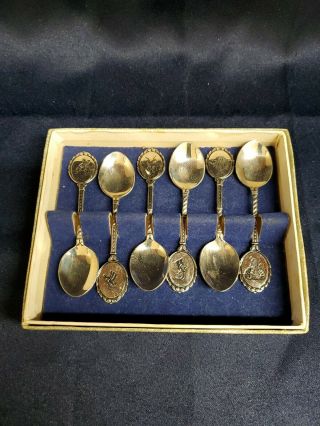 Complete Set Of 6 Spoons " Kruger Park " Collectible South Africa - C2
