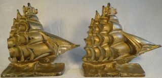 Heavy Vintage Cast Iron /metal Sail Boats Sail Ships Nautical Bookends