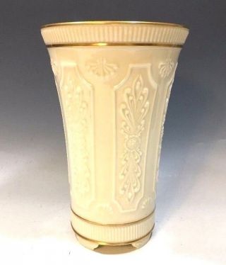 Lenox Gorgeous Relief & Gold Trim Big Vase - Made In Usa - 8 3/4 " H X 5 1/2 " D