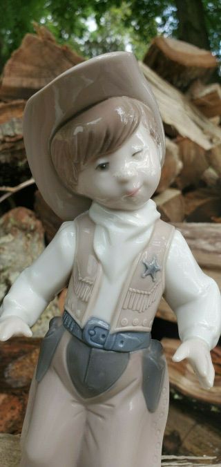 Retired Golden Memories Lladro Winking Cowboy Child Boy & Dog Figurine