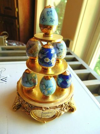 Franklin Sapphire Garden House Of Faberge Tier Stand 8 Eggs
