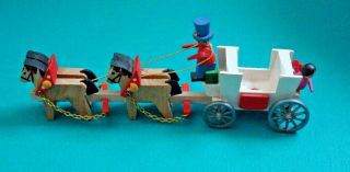 Vintage Steinbach German Wooden Toy Horses And Carriage