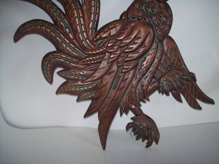 Vintage Rooster Wall Hangings Copper Plated Cast Metal Patina 5