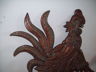 Vintage Rooster Wall Hangings Copper Plated Cast Metal Patina 6