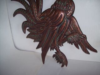 Vintage Rooster Wall Hangings Copper Plated Cast Metal Patina 7