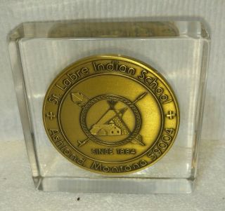 1993 St.  Labre Indian School 3 1/2 " X 3 1/2 " X 1 " H Acrylic Paperweight