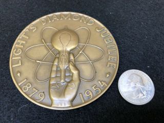 Light’s Diamond Jubilee 3” Diam Bronze Medallion Paperweight By Medallic Art