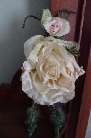 Krinkles Patience Brewster White Rose Fairy Ornament 7 " 2002 Dept 56