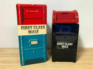 Vintage " First Class Male " Mail Box Glass After Shave Bottle By Avon