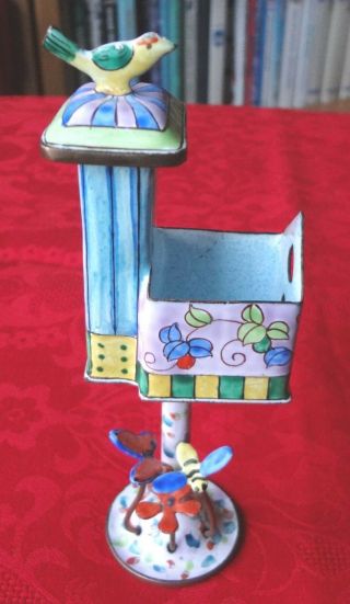 Kelvin Chen Copper Enamel Miniature Birdhouse Trinket Box 1999 2719
