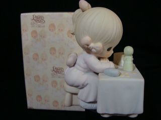 Precious Moments - Girl At Table Figurine - Member Only Figurine - My Happiness