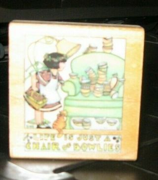 MARY ENGELBREIT RUBBER STAMP Life is just a chair of bowlies THANK YOU BORDER 3