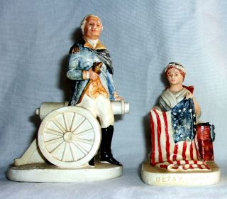 Marblehead Sebastian Miniature Figure George Washington Cannon & Betsy Ross Flag