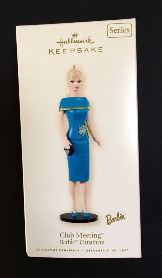 Barbie Club Meeting Hallmark Chic Sophisticated Blue Dress Ornament 2008 Mattel