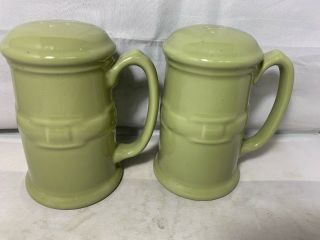 Longaberger Woven Tradition Sage Green Stove Top Salt & Pepper Shakers W/handles