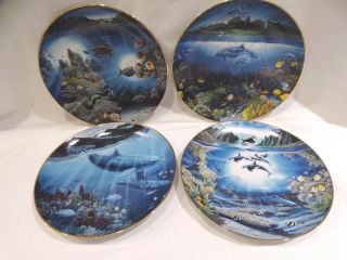4 Underwater Paradise Plates By Robert Lyn Nelson - Danbury 1991