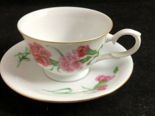 Vintage Avon Blossoms Of The Month January Carnation Tea Cup/saucer 1991