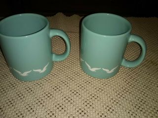 Set Of 2 Waechtersbach Pottery Coffee Mugs With Seagull/bird Designs,  Spain Made