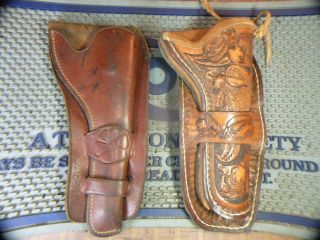 Two Vintage Tooled Holster,  Small Frame