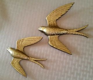 Home Interior Gold " Birds In Flight " Wall Accents - Set Of 2