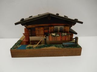 Vintage Reuge Swiss Made Miniature Wooden Swiss Chalet Music Box Lara 