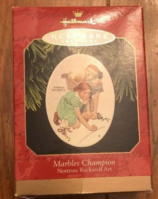 Hallmark Keepsake Ornament Norman Rockwell Series - Dated 1997 Marbles Champion