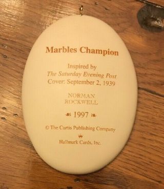 Hallmark Keepsake Ornament Norman Rockwell Series - Dated 1997 Marbles Champion 3