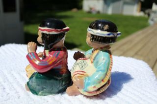 Vintage Very Large Indian Man and Woman Salt and Pepper Shakers - Japan 5