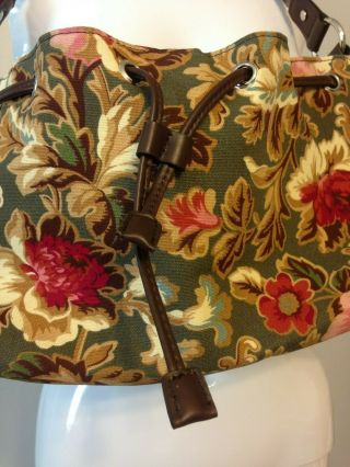 Longaberger Purse Green Floral Paisley Braided Handle Magnetic Closure 2