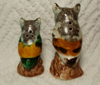 Vintage Realistic Mom and Baby Owl Salt and Pepper Shakers - Japan 3