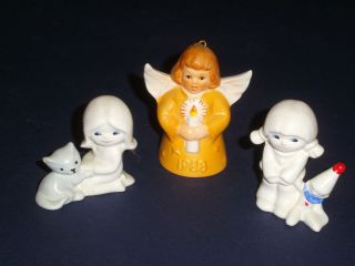 Goebel W.  Germany White Porcelain Girl Miniature Figurines 602/angel Bell 1988