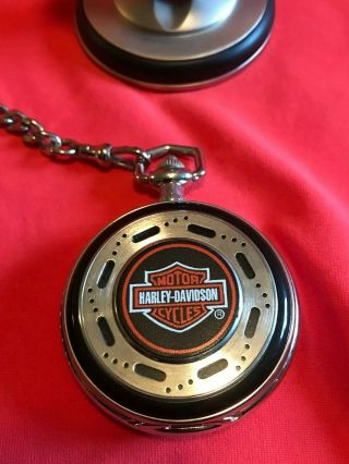 Harley Davidson Franklin Pocket Watch Heritage Softail W/Stand Leathercase 2