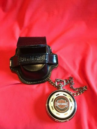 Harley Davidson Franklin Pocket Watch Heritage Softail W/Stand Leathercase 5