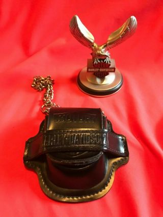 Harley Davidson Franklin Pocket Watch Heritage Softail W/Stand Leathercase 7