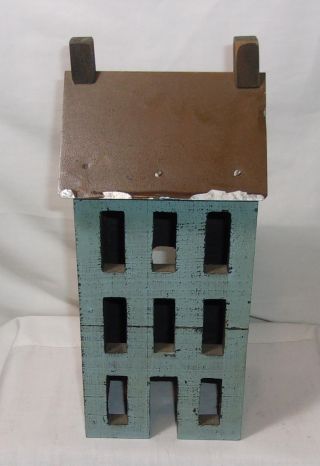 Vintage Primitive Rustic Old Wood Lighted House With A Tin Roof
