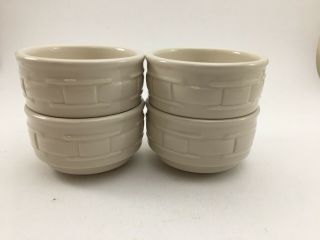 Longaberger Pottery Ivory Woven Tradition Ramekins Custard Cups Set Of 4