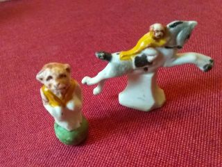 Vintage Occupied Japan Bisque Circus Figurines.  Monkey On Horse Circus Monkey O