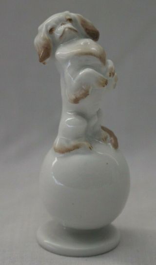Vintage Rosenthal Porcelain Pekingese Dog Puppy Figurine On Ball