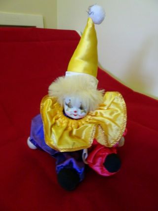 Vintage Clown Doll W Porcelain Head - Cloth Body - Hand Painted Face - 7 " - State Of Ohi
