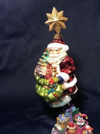 Christopher Radko Christmas Ornament Glass Santa Toys Deluxe Delivery 6 "